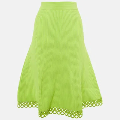 Simkhai Jonathan  Lime Green Ribbed A-line Midi Skirt