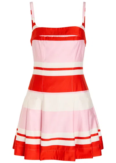 Simkhai Jonathan  Nelly Striped Pleated Woven Mini Dress In Multi