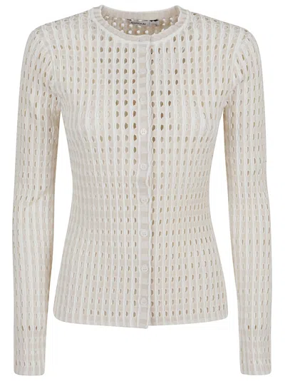 SIMKHAI JONATHAN SIMKHAI OPEN-KNIT BUTTON-DOWN SWEATER WITH FITTED SILHOUETTE