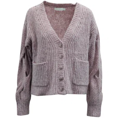 Pre-owned Simkhai Jonathan  Reagan Cardigan In Pink Wool In Gray