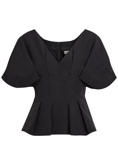 Simkhai Jonathan  Rozen Pleated Cotton-blend Top In Black
