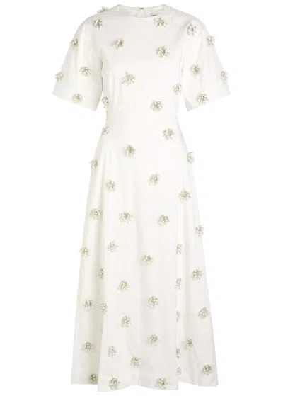 Simkhai Jonathan  Starla Embellished Cotton-blend Poplin Midi Dress In White