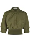 Simkhai Jonathan  Stiles Cotton-poplin Cropped Shirt In Green
