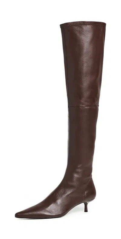 Simkhai Joni Stretch Leather Over-the-knee Boots Cacao In Burgundy