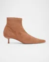 Simkhai Joni Stretch Suede Ankle Booties In Brown