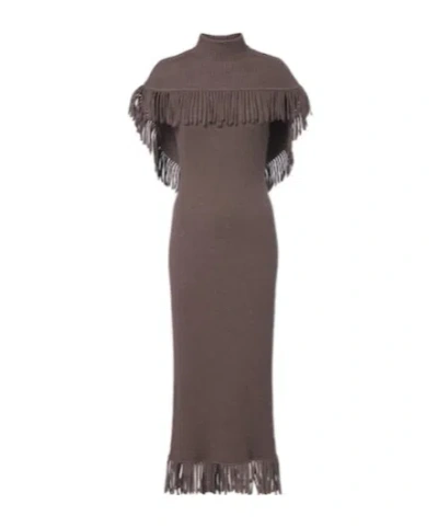 Simkhai Jordan Caped Wool And Cashmere Maxi Dress In Brown