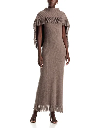 Simkhai Jordan Fringe Trim Cape Dress In Gray