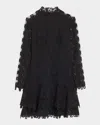 Simkhai Joy Lace Mock Neck Mini Dress In Black