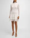Simkhai Joy Guipure Lace Long-sleeve Mini Dress In White