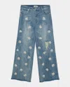 Simkhai Jude Embellished Wide Crop Jeans In Blue