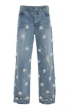 Simkhai Jude Stretch High-rise Croppd Wide-leg Jeans In Blue