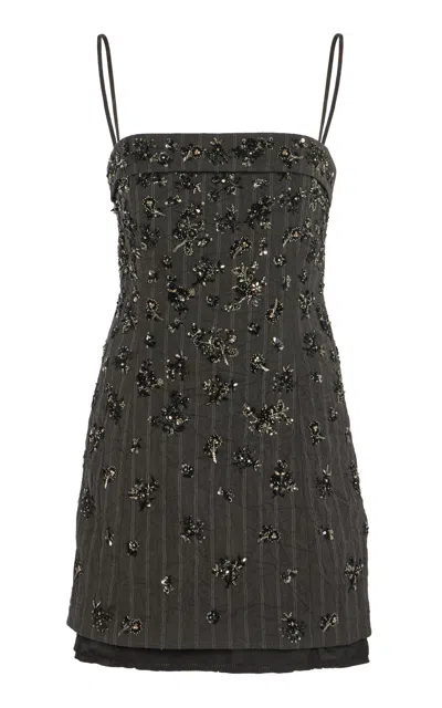 Simkhai Juilette Embroidered Mini Dress In Dark Grey