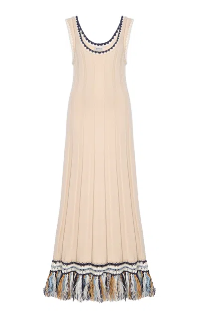 Simkhai Julianna Fringed Knit Maxi Dress In Neutral