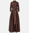 Simkhai Julip Belted Taffetta Gown In Brown