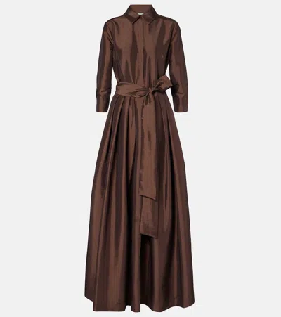 Simkhai Julip Belted Taffetta Gown In Brown