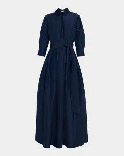 Simkhai Julip Pleated Tie-waist Gown In Blue