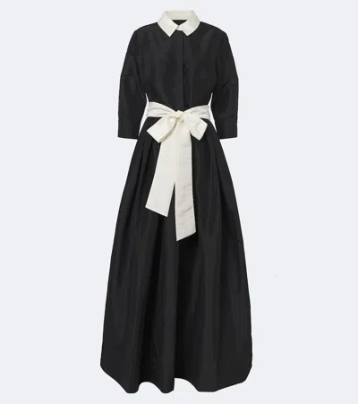 Simkhai Julisse Bow-detail Pleated Taffeta Gown In Black
