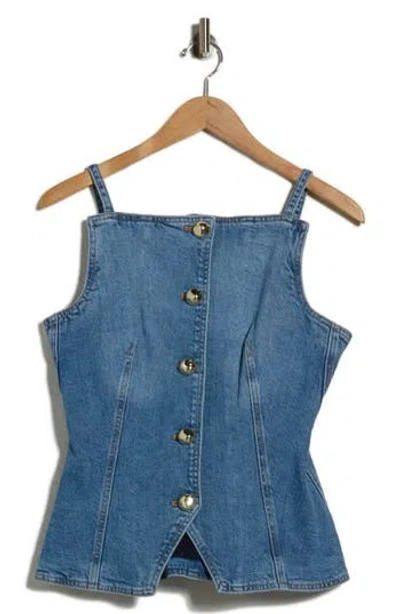 Simkhai Junie Button Front Denim Top In Multi