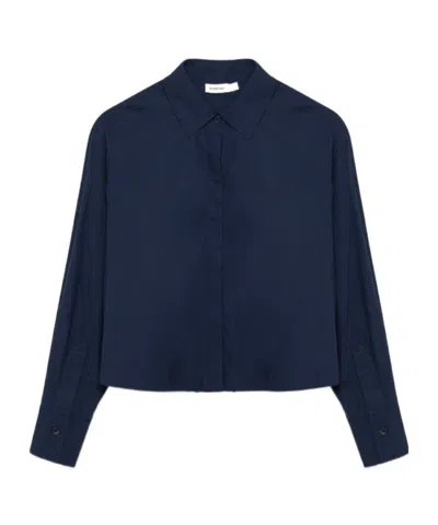 Simkhai Kacey Lace Pleated Shirt In Blue
