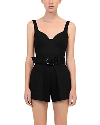 Simkhai Kai Bustier Linen Romper In Black