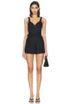 Simkhai Kai Bustier Linen Romper In Black