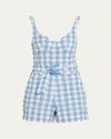 Simkhai Kai Bustier Romper In Blue Hydrangea Gingham