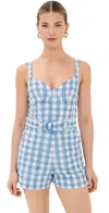 Simkhai Kai Bustier Romper In Blue Hydrangea Gingham