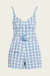Simkhai Kai Bustier Romper In Blue Hydrangea Gingham