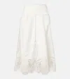 SIMKHAI KAIUS LACE-TRIMMED LINE-BLEND MIDI SKIRT