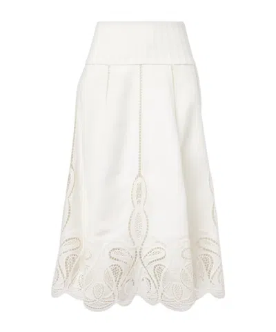 Simkhai Kaius Lace-trimmed Line-blend Midi Skirt In Ivory