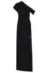 Simkhai Kally One-shoulder Draped Pleated Crepe Gown In Black