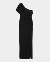 Simkhai Kally Draped One-shoulder Column Gown In Black
