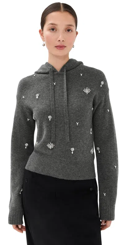 Simkhai Karmen Embellished Hooded Top Charcoal Grey In Gray