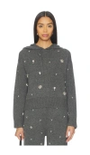 Simkhai Karmen Embellished Hooded Top In Gray