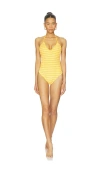 Simkhai Womens Mango Multi Karoline Halterneck Crochet Swimsuit Xs In Yellow