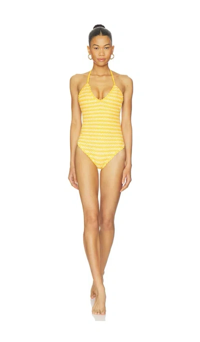 SIMKHAI KAROLINE CROCHET HALTER ONE PIECE