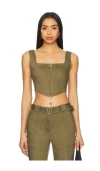 Simkhai Kateri Sleeveless Bustier Top In Army Green