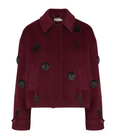 Simkhai Katya Bead-embellished Wool-blend Jacket In Burgundy