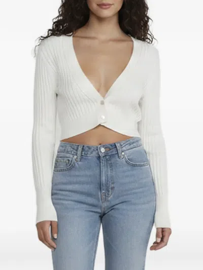 Pre-owned Simkhai Kayla Rib-knit Cardigan In White