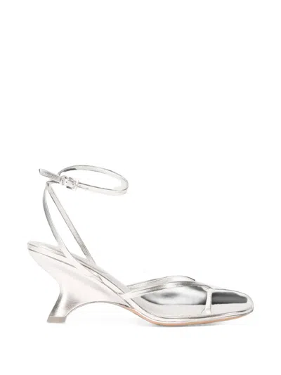 Simkhai Kelsey Leather Sandals In Silver