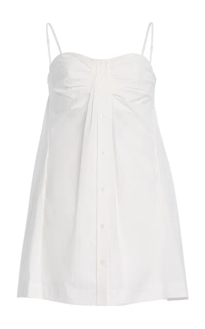 Simkhai Kendall Twisted Cotton-blend Mini Shirt Dress In White