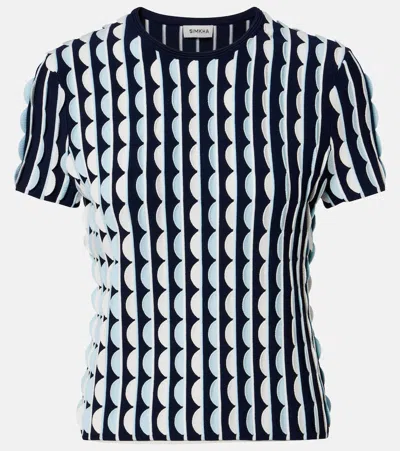 Simkhai Kendra Knitted Scalloped Top In Blue