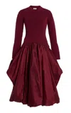 Simkhai Kenlie Satin And Jersey Midi Dress In Burgundy