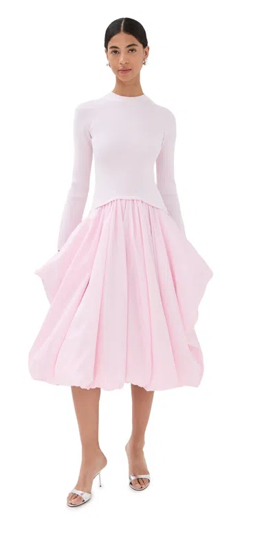 Simkhai Kenlie Long Sleeve Mock Neck Midi Dress Blush In Pink