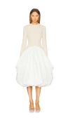 Simkhai Kenlie Long-sleeve Bubble Midi Dress In Beige