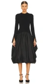 Simkhai Kenlie Mixed Media Bubble Midi Dress In Black