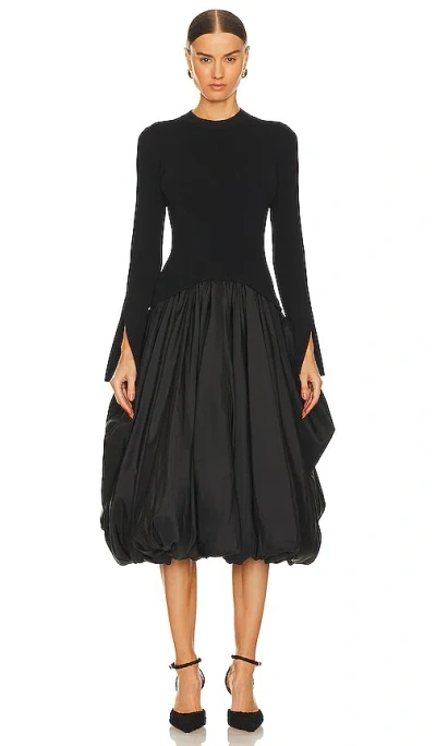Simkhai Midi Dress With Balloon Skirt And Long Sleeves In Black