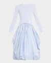 Simkhai Kenlie Mixed Media Bubble Midi Dress In Blue Haze