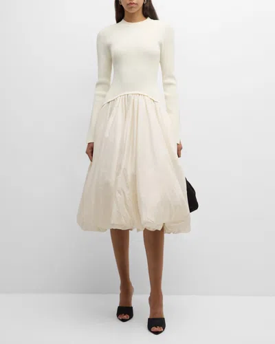 Simkhai Kenlie Taffeta-trimmed Midi Dress In Ivory