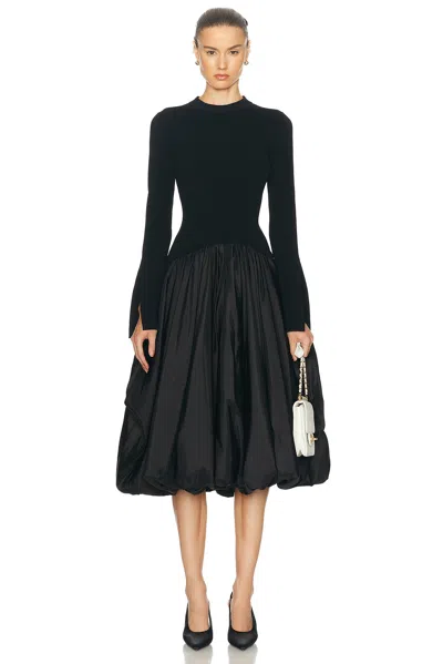 Simkhai Midi Dress With Balloon Skirt And Long Sleeves In Black